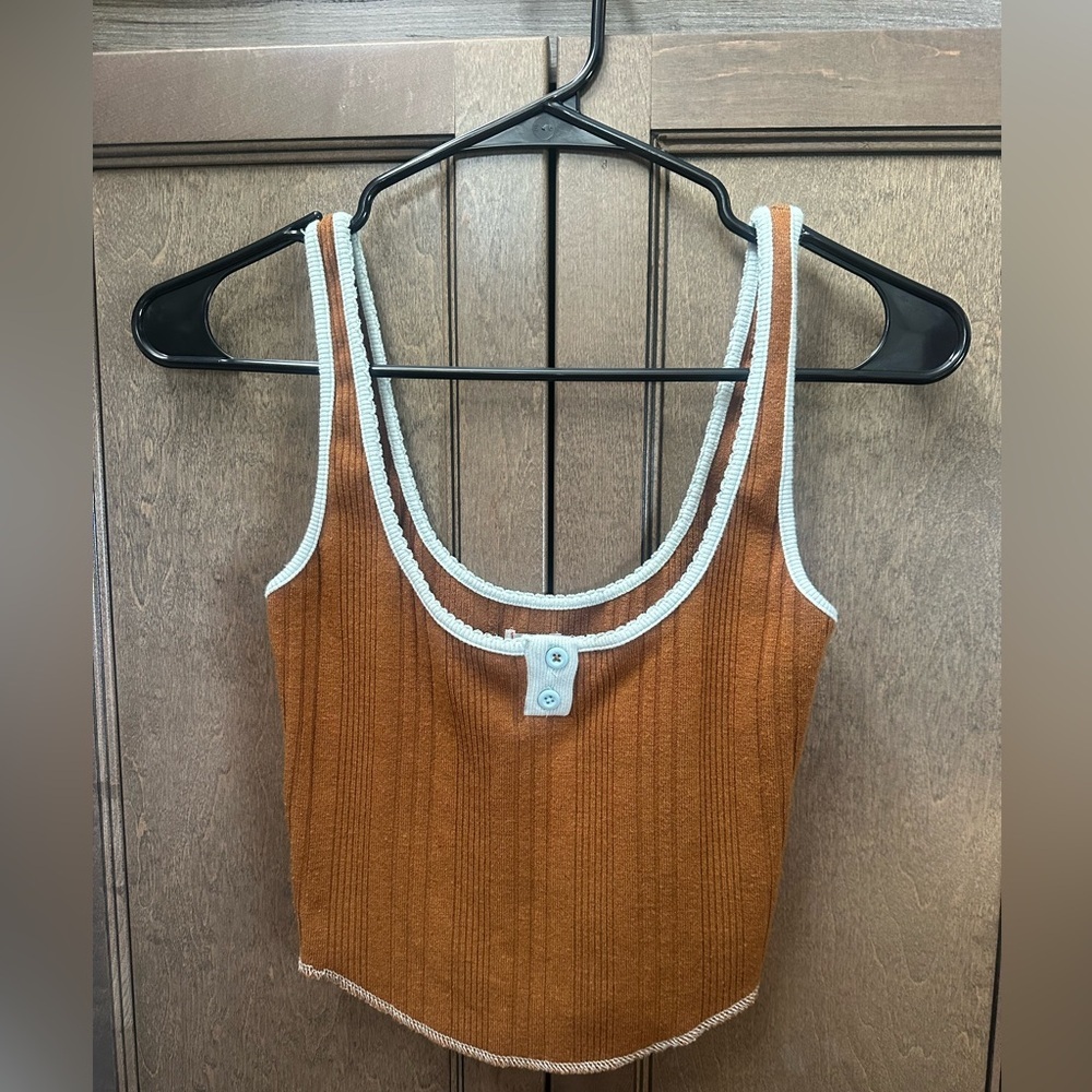 BDG Rust Ribbed Tank with White Trim